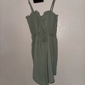 Chic Olive Green Textured Romper